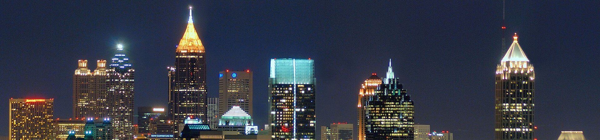 Atlanta skyline at night seen from Buckhead
