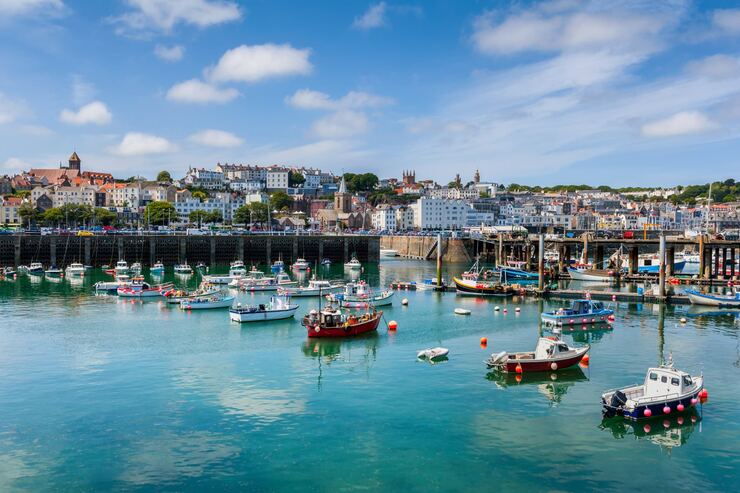 Harbour and waterfront buildings in Guernsey