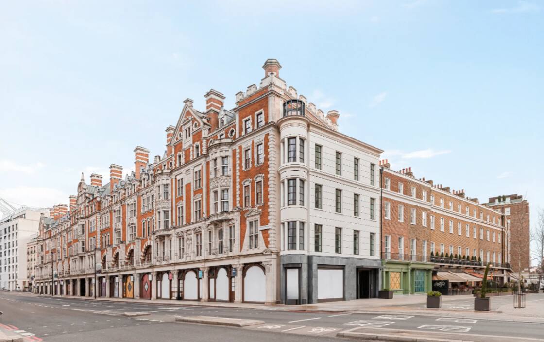 Restored Grade II-listed facade of Knightsbridge Gate in Knightsbridge, London