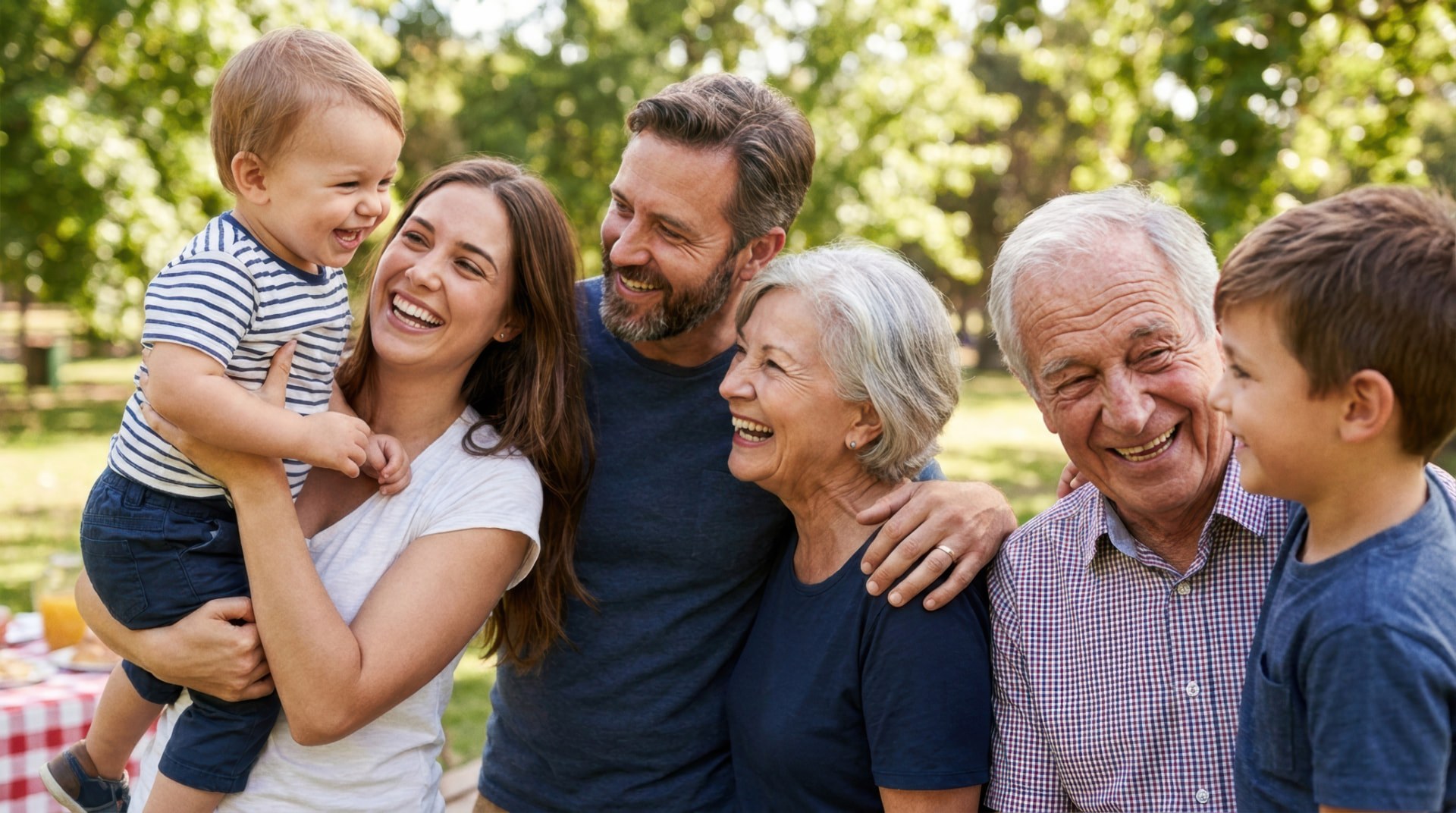 Multiple generations of a family together outdoors