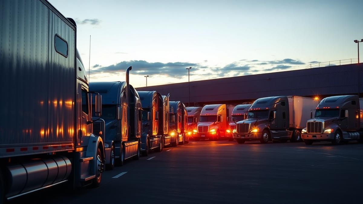 Freight trucks at a logistics depot representing Arrive Logistics' operations