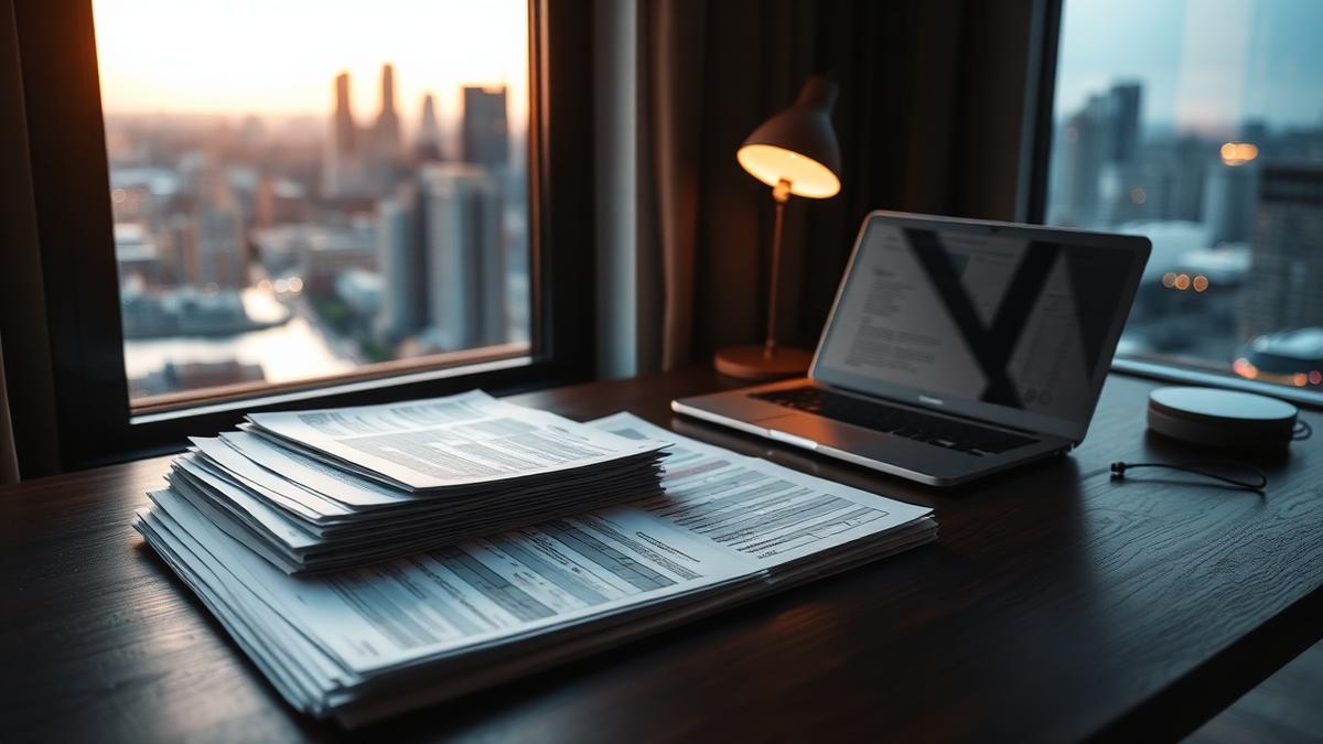 Financial documents and skyline representing a private credit continuation vehicle transaction