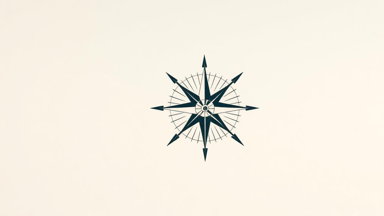 Abstract teal and cream geometric compass motif representing a strategic framework for family office investing
